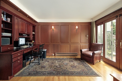 cherry-wood-paneled-home-office