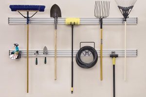 Garage Accessories - Wall track system for yard and garden tools