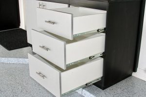 Garage Cabinets - Workbench drawers have standard full extension glides