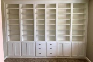 Home Office - Beautiful White Library Shelves and Cabinets