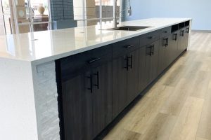 Front Office Cabinetry with Waterfall Countertop
