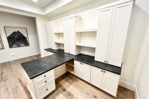 Bright White Dual Office with Dark Countertop