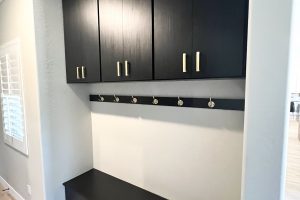 Black Bench Seat with Gold Hardware