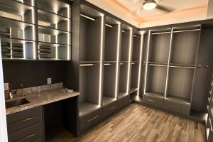 Stunning Custom Closet with LED Lighting in Chino Calico 4