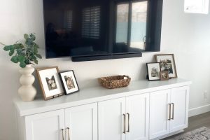 White Entertainment Cabinetry with White Top