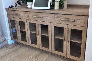 Wood Dining Console with Glass Doors