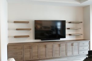Wood Entertainment Center Matching Ceiling Beams